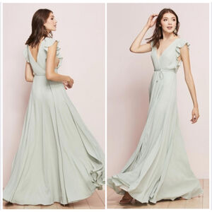 Wtoo by Watters Sage Green Melody Georgette Chiffon Maxi Dress 12 Bridesmaid